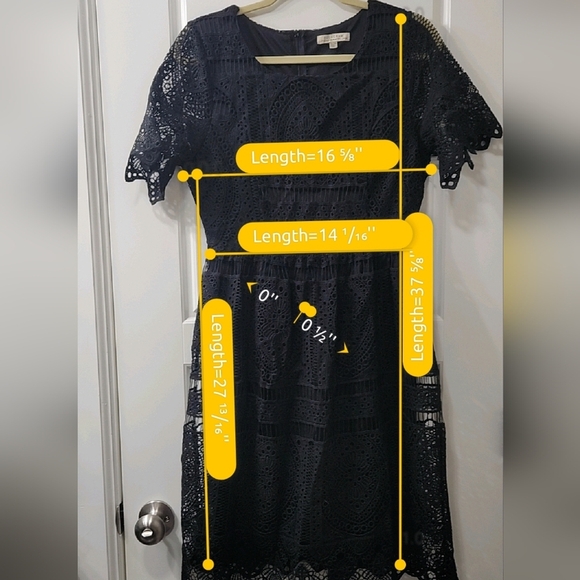 Polagram Black Lace Overlay Midi Dress  - Medium - Picture 8 of 8